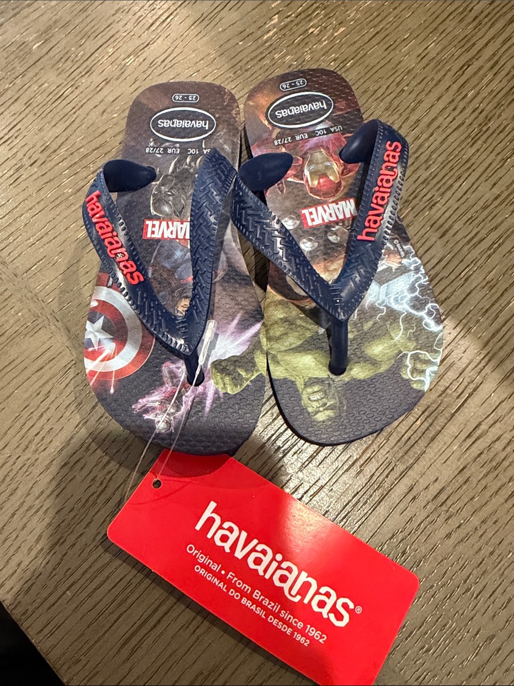 Havaianas Kids Marvel Flip Flops - Navy with Multicolor Superhero Print size 10c